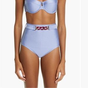 Zimmermann Lavender Bikini Bottom and bra with Deep Red Chain and Gold Accents